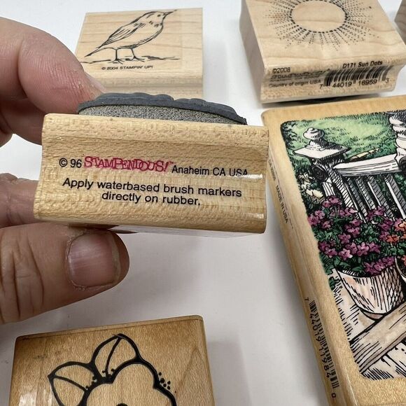 Spring Rubber Stamp Lot Flowers Floral Cluster Grapes Rain Sun Pansy Rose Bird - Picture 12 of 16